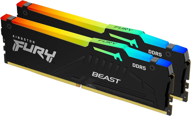 Kingston Fury Beast RGB 32GB (2x16GB) 6000MT/s DDR5 CL30 Desktop Memory | AMD Expo | Plug N Play | Kit of 2 | KF560C30BBEAK2-32