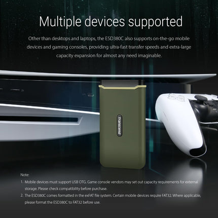 Transcend USB 3.2 Gen 2x2 USB Type-C ESD380C Portable SSD Solid State Drive