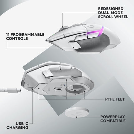 Logitech G502 X Plus Wireless Gaming Mouse: Optical Switches, LIGHTSYNC RGB, 13 Buttons, Infinite Scroll Toggle, <130 hr Battery Life, USB-C, PowerPlay Wireless Charging Capable, for PC/MacOS