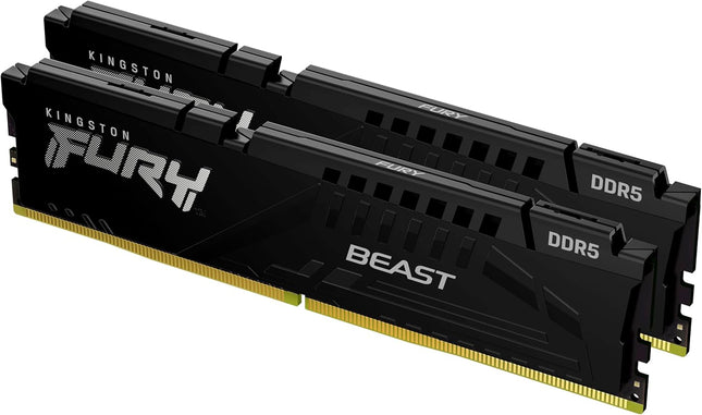 Kingston Fury Beast Black 32GB 6400MT/s DDR5 CL32 DIMM (Kit of 2) Desktop Gaming Memory - KF564C32BBEK2-32