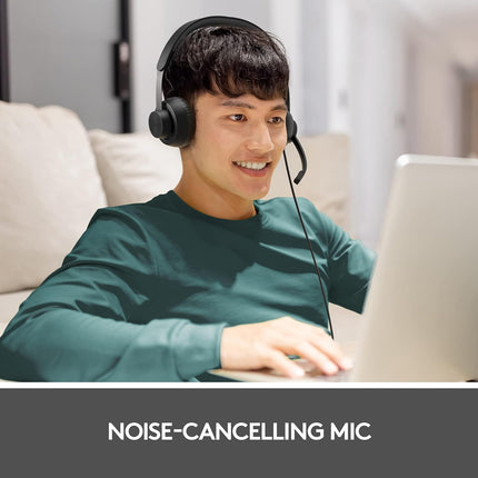 Logitech Zone 750 Wired On-Ear Headset with Advanced Noise-Canceling Microphone, Simple USB-C and Included USB-A Adapter, Plug-and-Play Compatibility for All Devices, Graphite