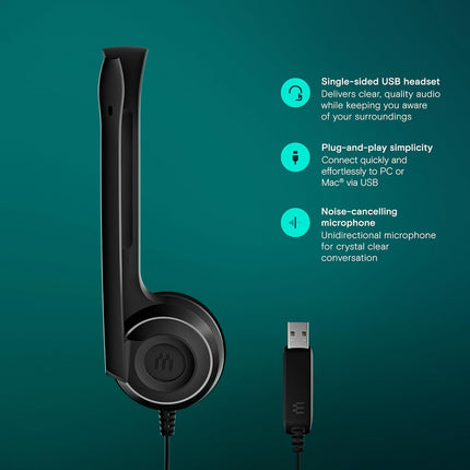 EPOS 504196 PC 7 USB - Mono USB Headset for PC and MAC, Black
