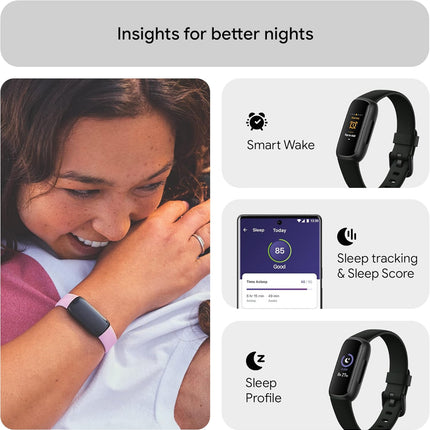 Google Fitbit Inspire 3 Health and Fitness Tracker with Stress Management, Workout Intensity, Sleep Tracking, 24/7 Heart Rate and More, One Size (S and L Bands Included)