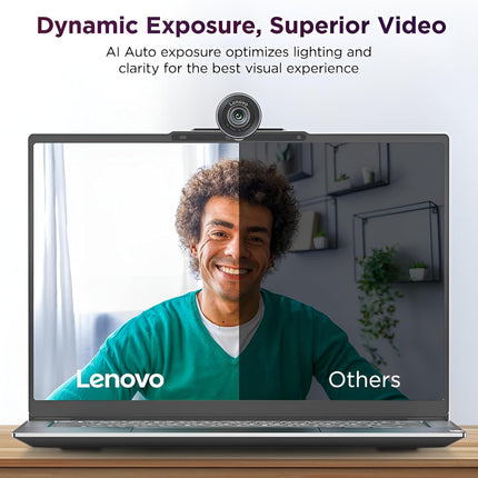 Lenovo QHD Webcam, AI Noise Cancellation and Enhanced Image Quality, 2K Resolution, 2X Digital Zoom, Physical Privacy Shutter, Directional Microphone, Teams Certified, Black