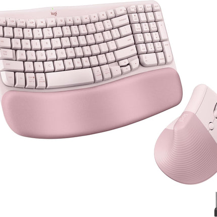 Logitech Wave Keys & Lift Vertical Mouse - Ergonomic Wireless Keyboard and Mouse Combo - with Cushioned Palm Rest, Easy-Switch, Bluetooth, for Multi-OS, Windows/Mac