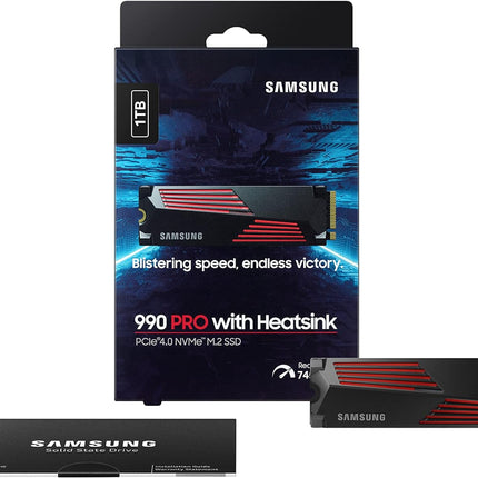 SAMSUNG 990 PRO w/Heatsink SSD PCIeGen4 NVMe M.2Internal Solid State HardDrive,Upto7,450MB/s,Fast Speed for Gaming, Heat Control,Storage&Memory Expansion,Compatible w/PS5,Canada Version]