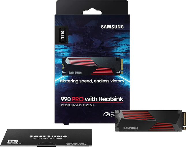 SAMSUNG 990 PRO w/Heatsink SSD PCIeGen4 NVMe M.2Internal Solid State HardDrive,Upto7,450MB/s,Fast Speed for Gaming, Heat Control,Storage&Memory Expansion,Compatible w/PS5,Canada Version]