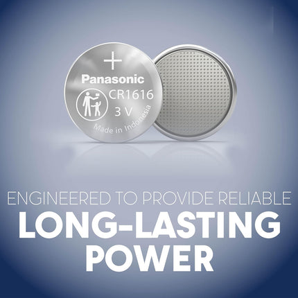 Panasonic CR1616 3.0 Volt Long Lasting Lithium Coin Cell Batteries in Child Resistant, Standards Based Packaging