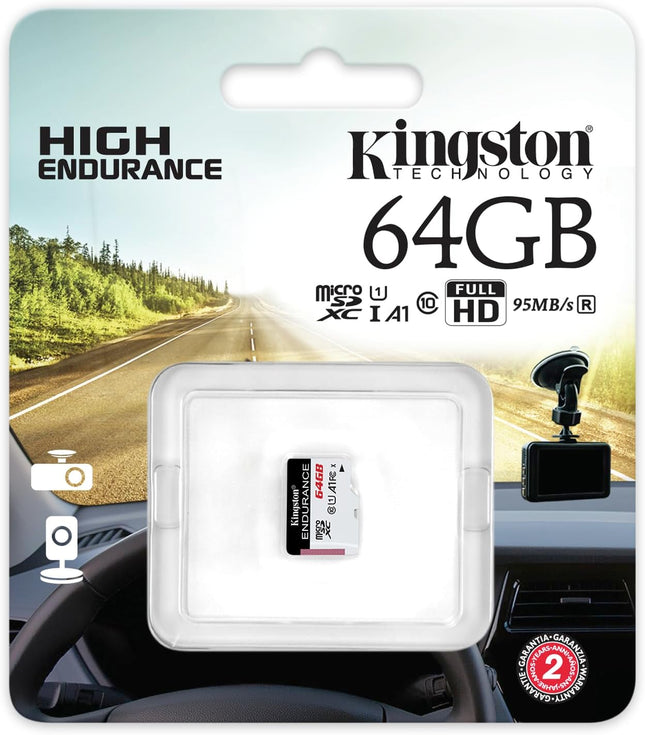 Kingston High Endurance MicroSD SDHC Flash Memory Card High Performance, 1080P, Full HD, Up to 95MB/S Read, White