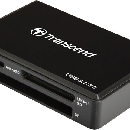 Transcend TS-RDF9K2 UHS-II Multiple Card Reader, Ports for CompactFlash Cards, SD and microSD, USB 3.1, Black