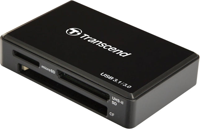 Transcend TS-RDF9K2 UHS-II Multiple Card Reader, Ports for CompactFlash Cards, SD and microSD, USB 3.1, Black