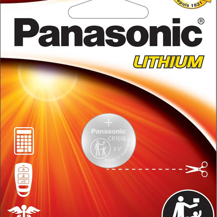 Panasonic CR1616 3.0 Volt Long Lasting Lithium Coin Cell Batteries in Child Resistant, Standards Based Packaging