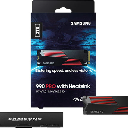 SAMSUNG 990 PRO w/Heatsink SSD PCIeGen4 NVMe M.2Internal Solid State HardDrive,Upto7,450MB/s,Fast Speed for Gaming, Heat Control,Storage&Memory Expansion,Compatible w/PS5,Canada Version]