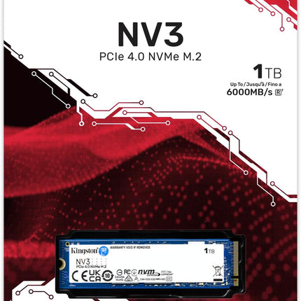Kingston NV3 M.2 2280 NVMe SSD | PCIe 4.0 Gen 4x4 | Up to 5000 MB/s