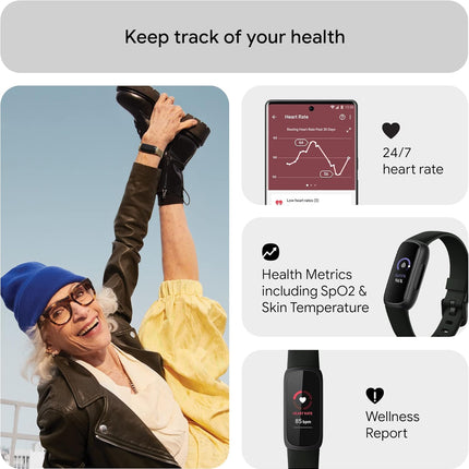 Google Fitbit Inspire 3 Health and Fitness Tracker with Stress Management, Workout Intensity, Sleep Tracking, 24/7 Heart Rate and More, One Size (S and L Bands Included)