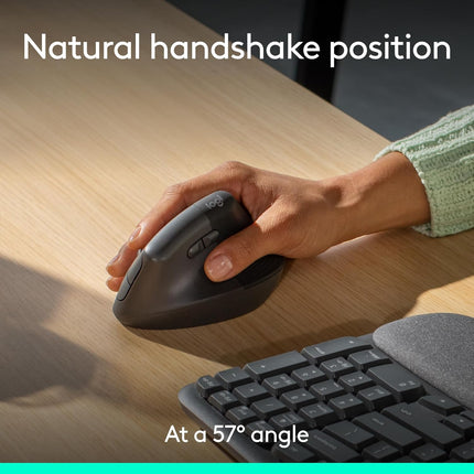 Logitech Wave Keys & Lift Vertical Mouse - Ergonomic Wireless Keyboard and Mouse Combo - with Cushioned Palm Rest, Easy-Switch, Bluetooth, for Multi-OS, Windows/Mac
