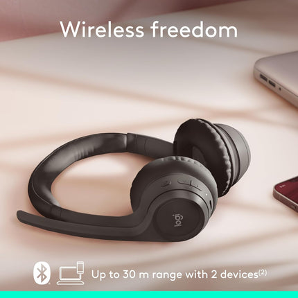 Logitech Zone 300 Wireless Bluetooth Headset with Noise-Canceling Microphone, Compatible with Windows, Mac, Chrome, Linux, iOS, iPadOS, Android