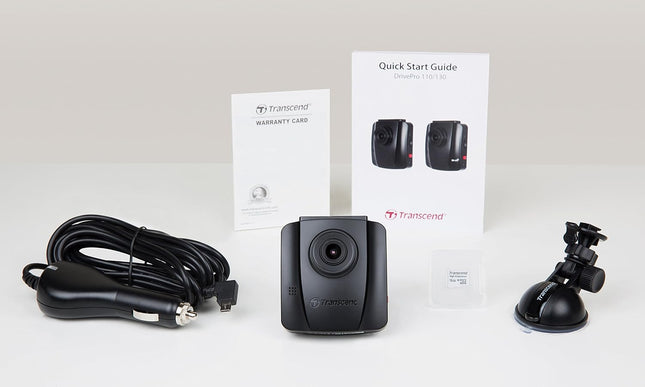 Transcend DrivePro 110 Car Video Recorder Dash Cam Full HD 1080p/30FPS 64GB Micro SD Card Included