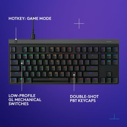 Logitech G515 TKL Wired Low Profile Gaming Keyboard, Fully Customizable RGB, Double-Shot PBT Keycaps