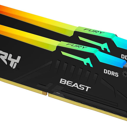 Kingston Fury Beast RGB 32GB (2x16GB) 5600MT/s DDR5 CL36 Desktop Memory Kit of 2 | Infrared Sync Technology | AMD Expo | Plug N Play | KF556C36BBEAK2-32