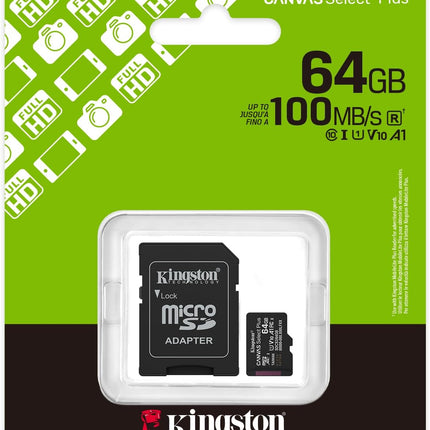 Kingston Canvas Select Plus microSD Card | Up to 100MB/s | Class 10, UHS-I, U1, V10, A1