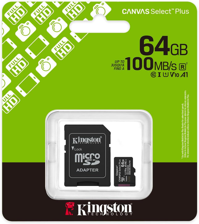 Kingston Canvas Select Plus microSD Card | Up to 100MB/s | Class 10, UHS-I, U1, V10, A1