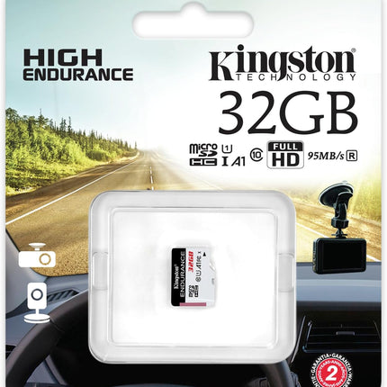 Kingston High Endurance MicroSD SDHC Flash Memory Card High Performance, 1080P, Full HD, Up to 95MB/S Read, White