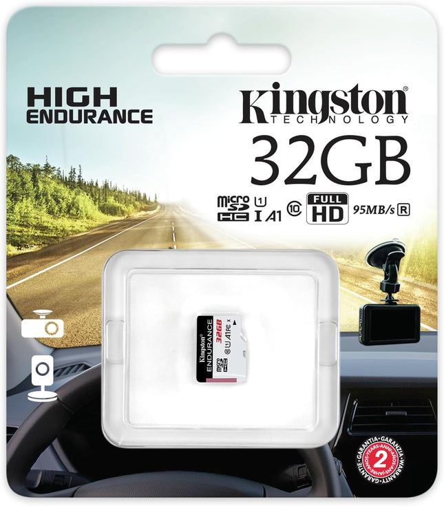 Kingston High Endurance MicroSD SDHC Flash Memory Card High Performance, 1080P, Full HD, Up to 95MB/S Read, White