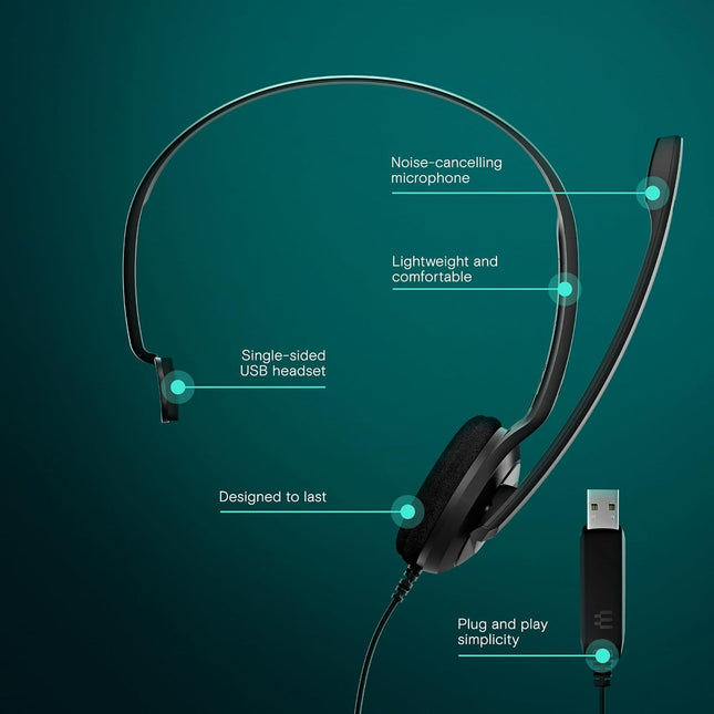 EPOS 504196 PC 7 USB - Mono USB Headset for PC and MAC, Black
