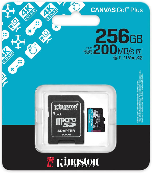 Kingston Canvas Go Plus microSD Card | Up to 200MB/s | Class 10, UHS-I, U3, V30, A2