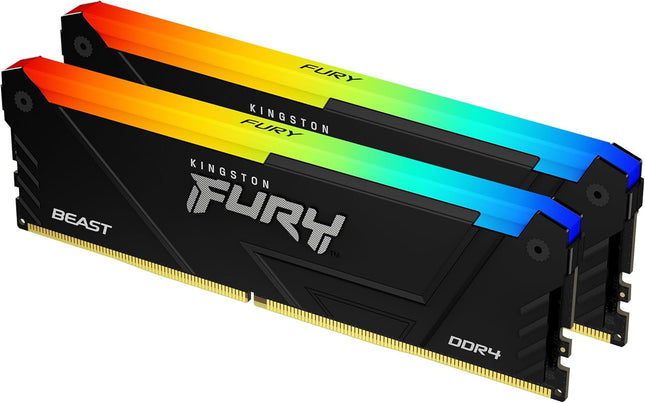 Kingston Fury Beast 32GB (2x16GB) 3200MT/s DDR4 CL16 Desktop Memory Kit of 2 | Intel XMP | AMD Ryzen | Plug n Play | RGB Infrared Syncing | KF432C16BB2AK2/32