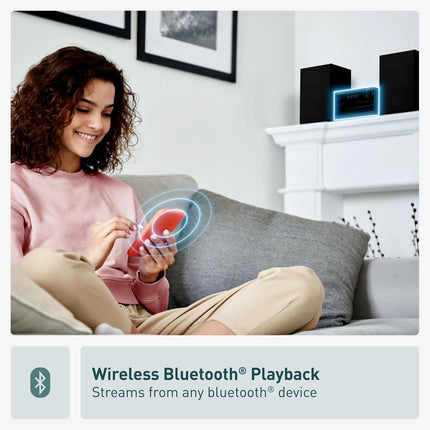 Panasonic SCPM270K Stereo System with CD, Bluetooth and Radio, 20W, Black