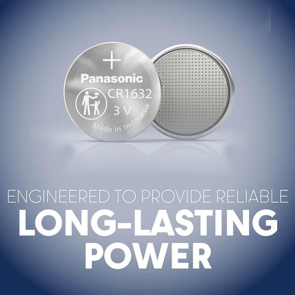 Panasonic CR1632 3.0 Volt Long Lasting Lithium Coin Cell Batteries in Child Resistant, Standards Based Packaging