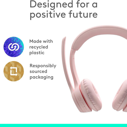 Logitech Zone 300 Wireless Bluetooth Headset with Noise-Canceling Microphone, Compatible with Windows, Mac, Chrome, Linux, iOS, iPadOS, Android