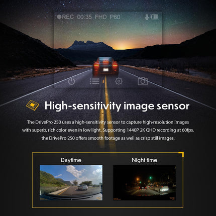 Transcend Dash Cam Front, 2K QHD 1440P Car Camera, 140° Wide-Angle, with Handy Snapshot Button/G-Sensor/Night Vision Loop Recording/Head-Up Display/Wi-Fi GPS GLONASS/ADAS/Parking Mode/Support 1TB Max