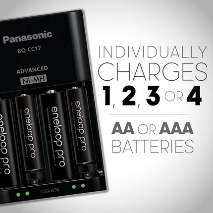 eneloop K-KJ17K3A4BA Advanced Battery Charger Pack with 4 AAA Eneloop Pro High Capacity Ni-MH Rechargeable Batteries