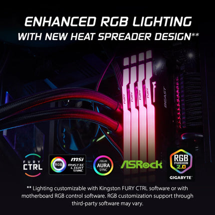 Kingston Fury Beast Black RGB Expo 64GB 6000MT/s DDR5 CL30 DIMM Desktop Gaming Memory Kit of 2 - KF560C30BBEAK2-64