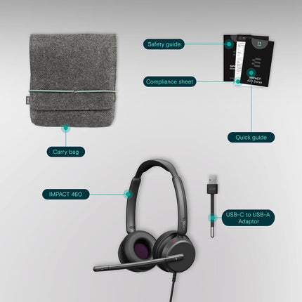 EPOS Impact 460 Binaural On-Ear USB C and USB A Wired Headset with Noise-Canceling Mic, Plug-and-Play, Sound, Comfortable Fit, Ideal for Office, Home & Business Communication