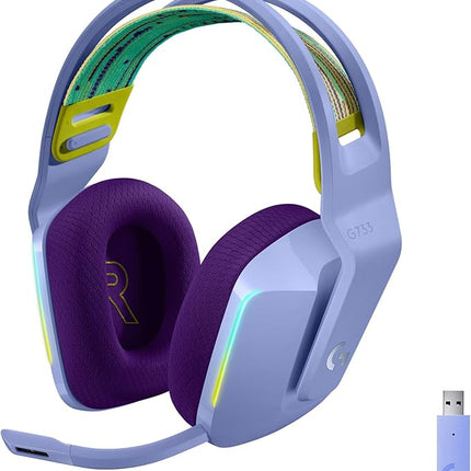 Logitech G733 Lightspeed Wireless Gaming Headset with Suspension Headband, LIGHTSYNC RGB, Blue VO!CE mic Technology and PRO-G Audio Drivers