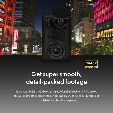 Transcend 1440P Dash Cam Front with 64GB Micro SD Card, 2K QHD Dash Camera for Cars, Dashcam with Super Night Vision/Wi-Fi/WDR/G-Sensor/Exclusive App/High-Sensitivity Image Sensor, Support 512GB Max