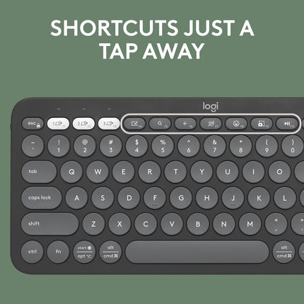 Logitech Pebble Keys 2 K380s, Multi-Device Bluetooth Wireless Keyboard with Customizable Shortcuts, Slim and Portable, Easy-Switch for Windows, macOS, iPadOS, Android, Chrome OS