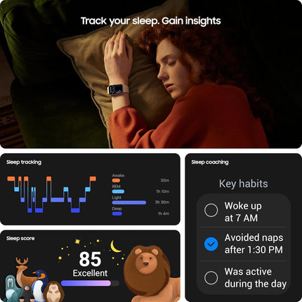 Samsung Galaxy Fit3, 1.6" AMOLED Display, 13 Days Battery Charge, Sleep Monitoring, Fall Detection - Dark Gray (CAD Version & Warranty)
