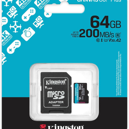 Kingston Canvas Go Plus microSD Card | Up to 200MB/s | Class 10, UHS-I, U3, V30, A2