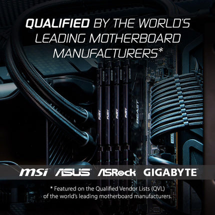 Kingston Fury Beast Black 32GB 6400MT/s DDR5 CL32 DIMM (Kit of 2) Desktop Gaming Memory - KF564C32BBEK2-32