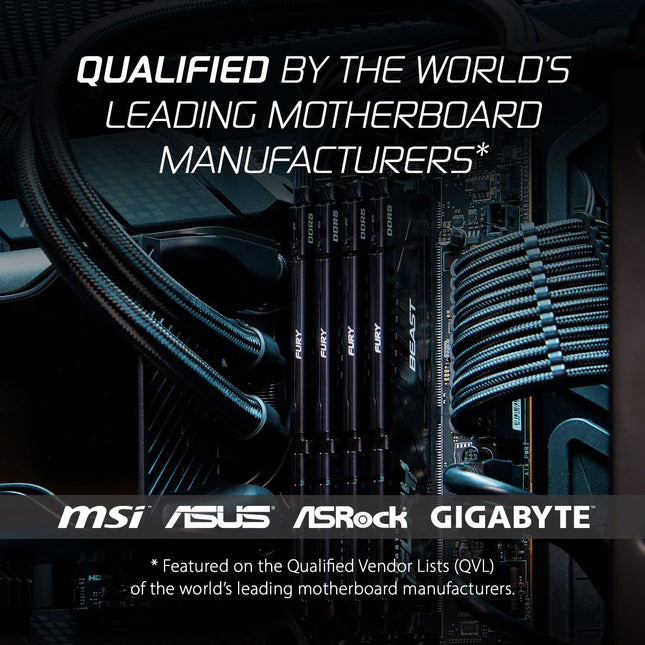 Kingston Fury Beast Black 32GB 6400MT/s DDR5 CL32 DIMM (Kit of 2) Desktop Gaming Memory - KF564C32BBEK2-32