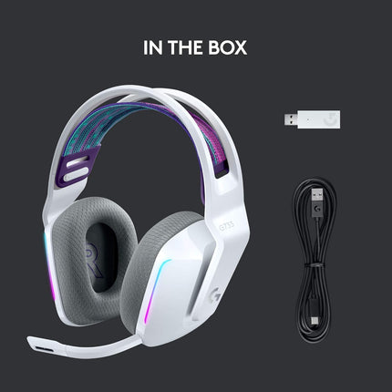Logitech G733 Lightspeed Wireless Gaming Headset with Suspension Headband, LIGHTSYNC RGB, Blue VO!CE mic Technology and PRO-G Audio Drivers