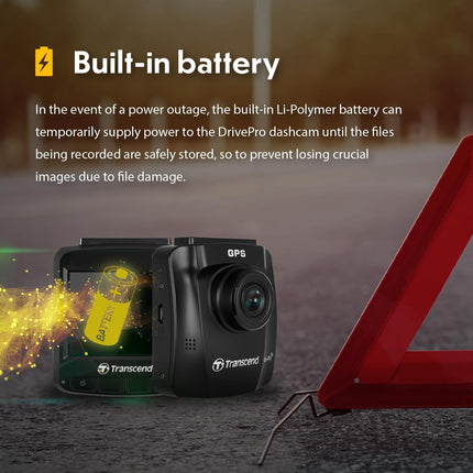 Transcend Dash Cam Front, 2K QHD 1440P Car Camera, 140° Wide-Angle, with Handy Snapshot Button/G-Sensor/Night Vision Loop Recording/Head-Up Display/Wi-Fi GPS GLONASS/ADAS/Parking Mode/Support 1TB Max