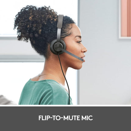 Logitech Zone 750 Wired On-Ear Headset with Advanced Noise-Canceling Microphone, Simple USB-C and Included USB-A Adapter, Plug-and-Play Compatibility for All Devices, Graphite