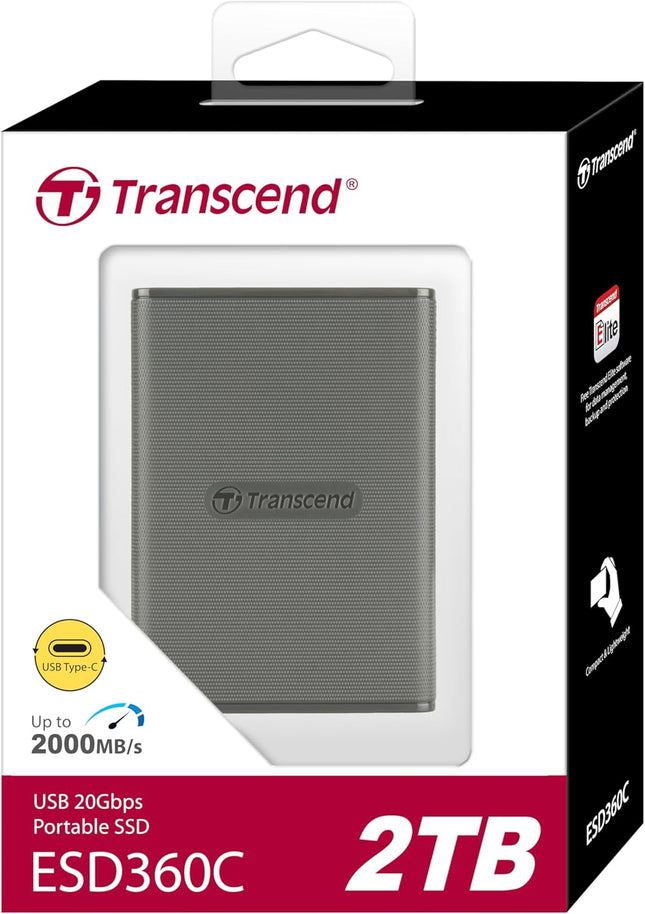 Transcend , External Solild State Drive, Portable SSD, Compatible w/iPhone 4K ProRes, Up to 2000 MB/s,Type C