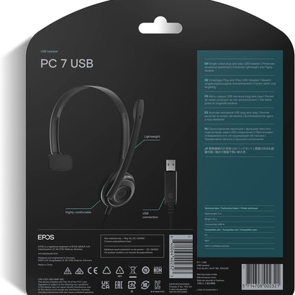 EPOS 504196 PC 7 USB - Mono USB Headset for PC and MAC, Black